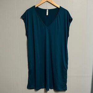 NWOT MTS Deep Teal V-Neck Tunic Dress Large New Without Tags